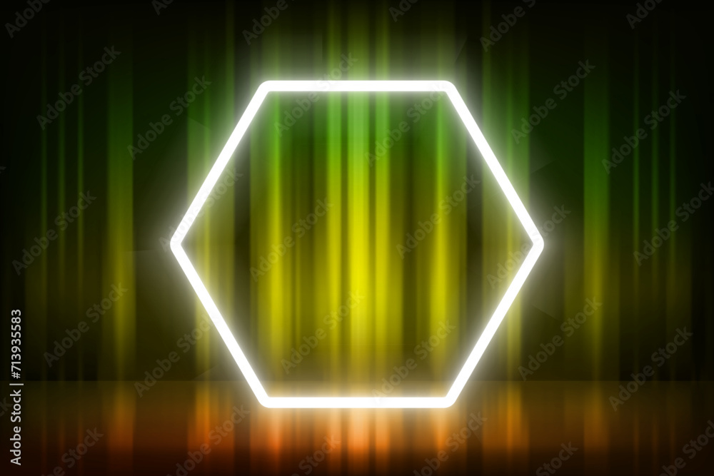 Aufkleber abstract vibrant empty studio with glowing neon frame. design product template. 3d vector mockup