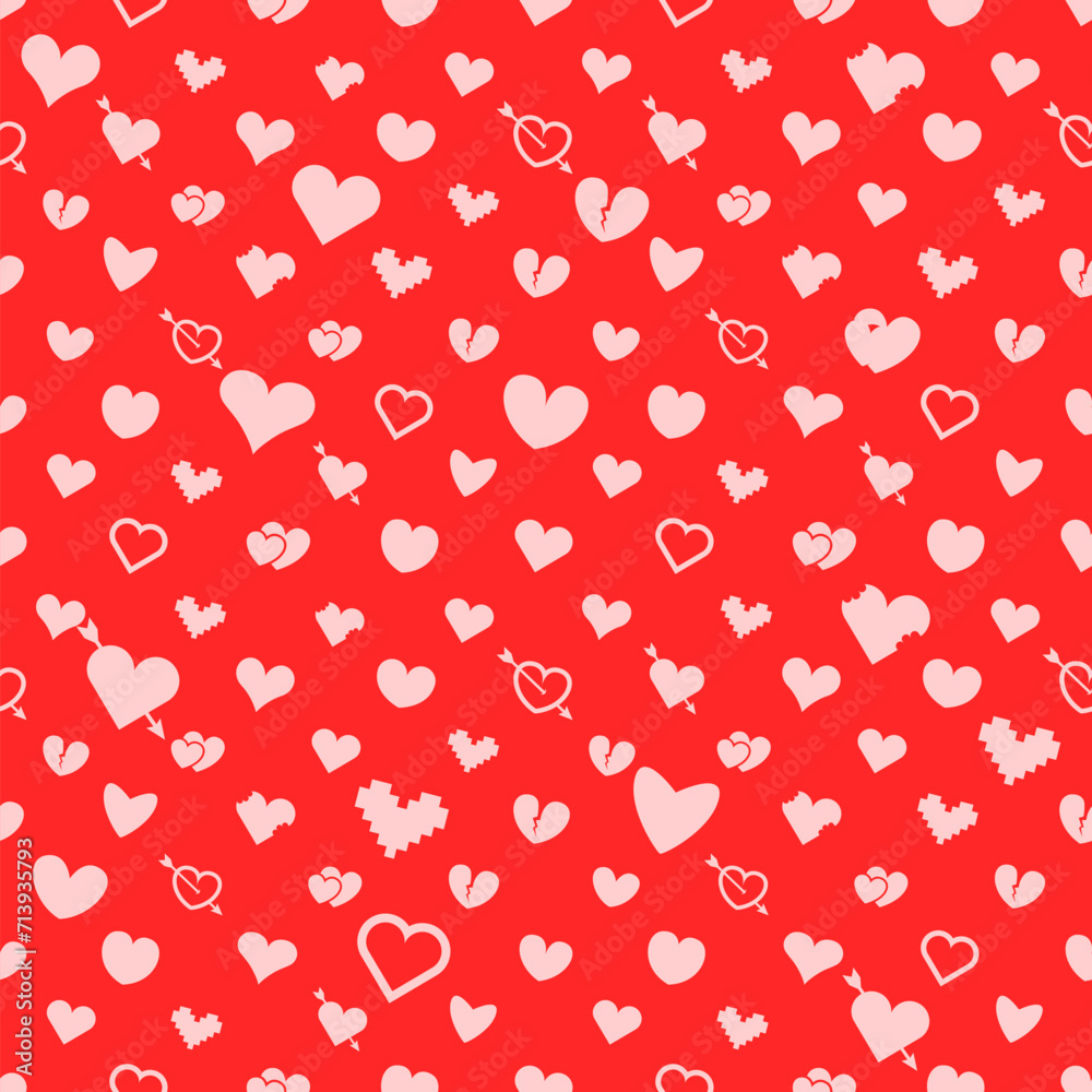 Poster seamless pattern with hearts. wrapping paper template. vector illustration