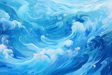 Fototapeta na wymiar blue oceans background, swirling water, abstract ocean swell or wave. colorful turbulence, environmental awareness, freehand painting. underwater blue abstract wave artwork.