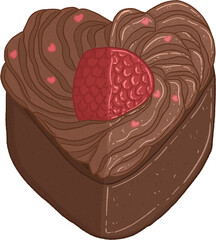 Chocolate Heart Mousse Cake Illustration