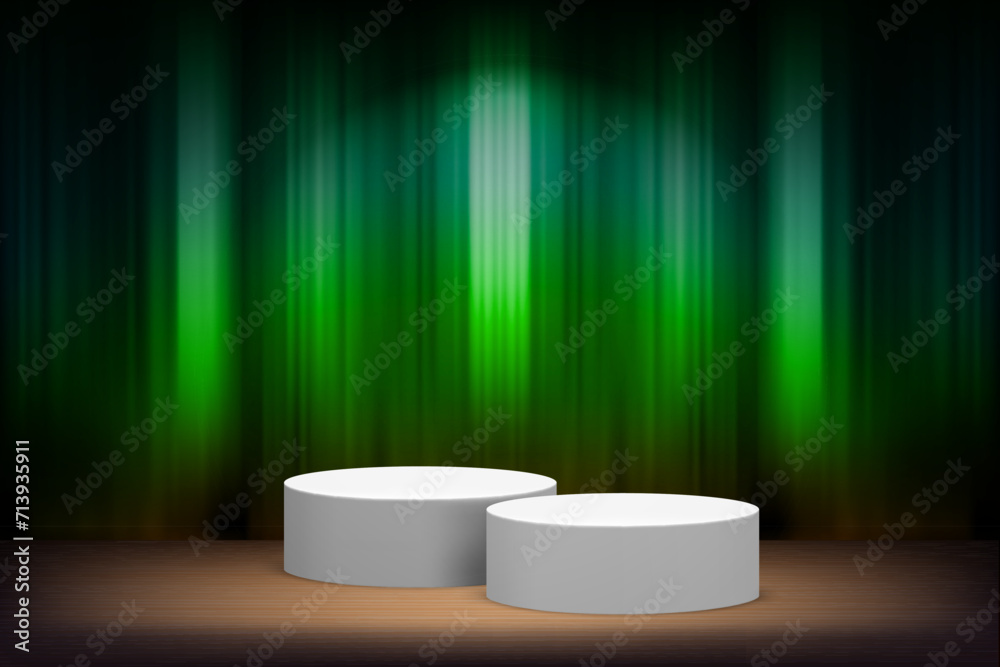 Aufkleber abstract vibrant studio with stand. design product template. 3d vector mockup
