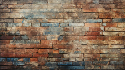 Obraz premium Old brick wall background, rustic colors grunge texture or pattern for design. Generative ai