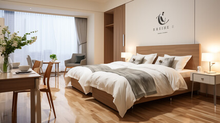 Fototapeta na wymiar 3d rendering luxury modern bedroom suite in hotel