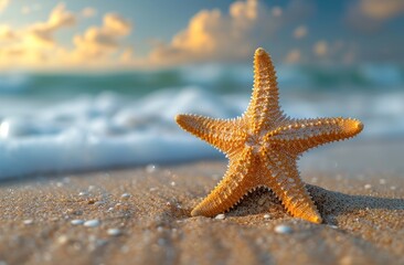 a starfish on sand on the beach