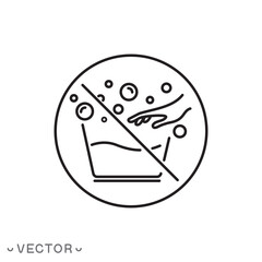 fabric no hand wash icon, laundry prohibition, thin line symbol isolated on white background, editable stroke eps 10 vector illustration