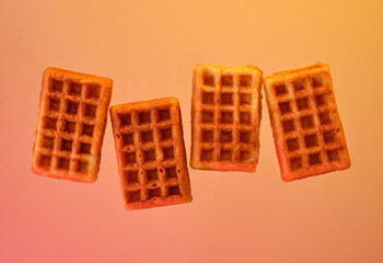 A few viennese waffles. Delicious cooking, sweet dessert.