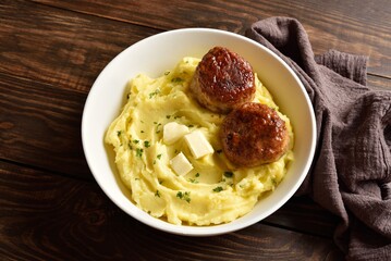 Mashed potatoes with minced meat cutlet