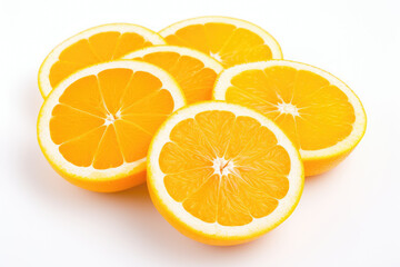 Fototapeta premium Orange fruit slices, isolated white background