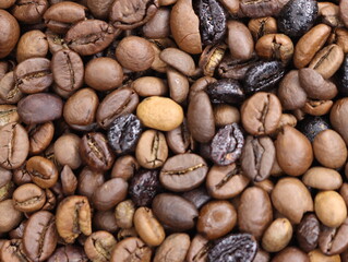 Natural roasted coffee bees tasty delicious aroma flavor color