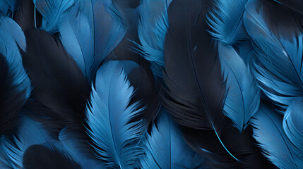 Abstract background black and blue feathers