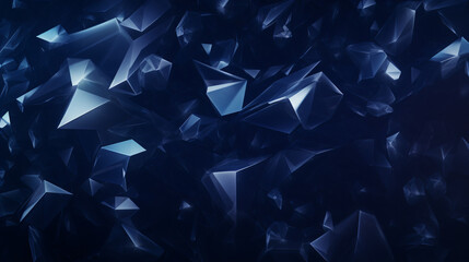Abstract dark blue background with 3D crystals