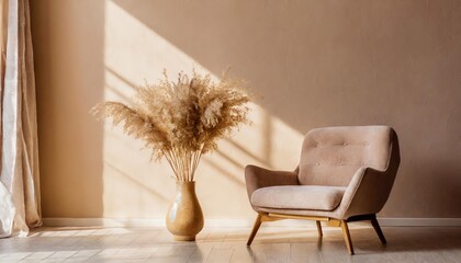 photo room decor with furniture in minimalist beige tones