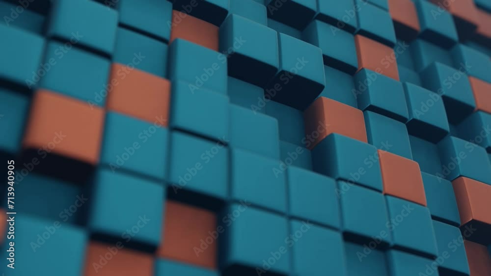 Aufkleber Cubic shapes arranged in a matrix with a 3D twist, forming an abstract and visually intriguing composition.