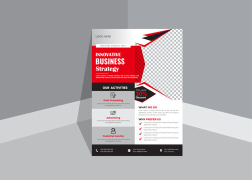 Modern design for corporate flyer, red and black, business flyer design