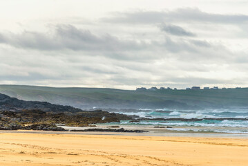 Fototapeta na wymiar seascape inside the Eoropie Beach close to the village of Ness, Isle of Lewis, Scotland