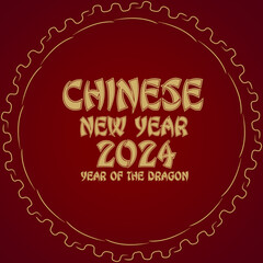 Chinese new year 2024 social media post banner red gold design template