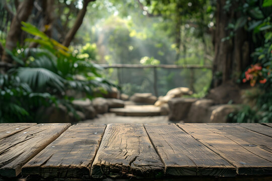 Empty Table with Zoo Green View in the Background
