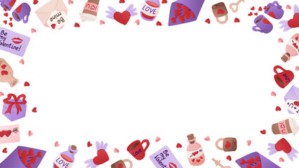 Valentines horizontal banner on white background
