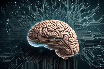 Merge of AI and Human brain concept