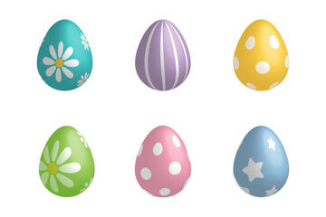 Easter eggs pattern colorful 3d collection.