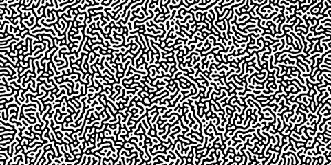 Turing reaction diffusion monochrome seamless pattern with chaotic motion .Linear design with biological shapes. Organic lines in memphis. abstract turing organic wallpaper background .
