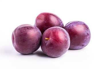 Obraz premium Pile of black plums, isolated white background