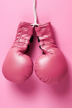Pink boxing gloves on a pink background
