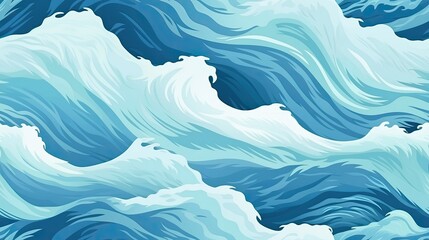 Fototapeta na wymiar Sea waves with swirls pattern. Oceanic texture with foam. Classic Asian and Japanese drawing. AI Generated