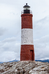 Nice lighthouse on the waters of the Beagle Channel in Patagonia..