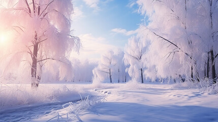 Fototapeta na wymiar Frozen beautiful winter landscape