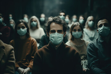 Protection from epidemic disease, people wearing masks - obrazy, fototapety, plakaty