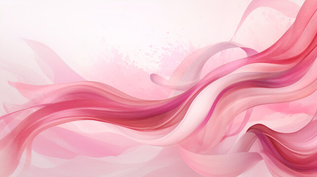pink awareness ribbon in watercolor style, Bright color, ultra realistic.