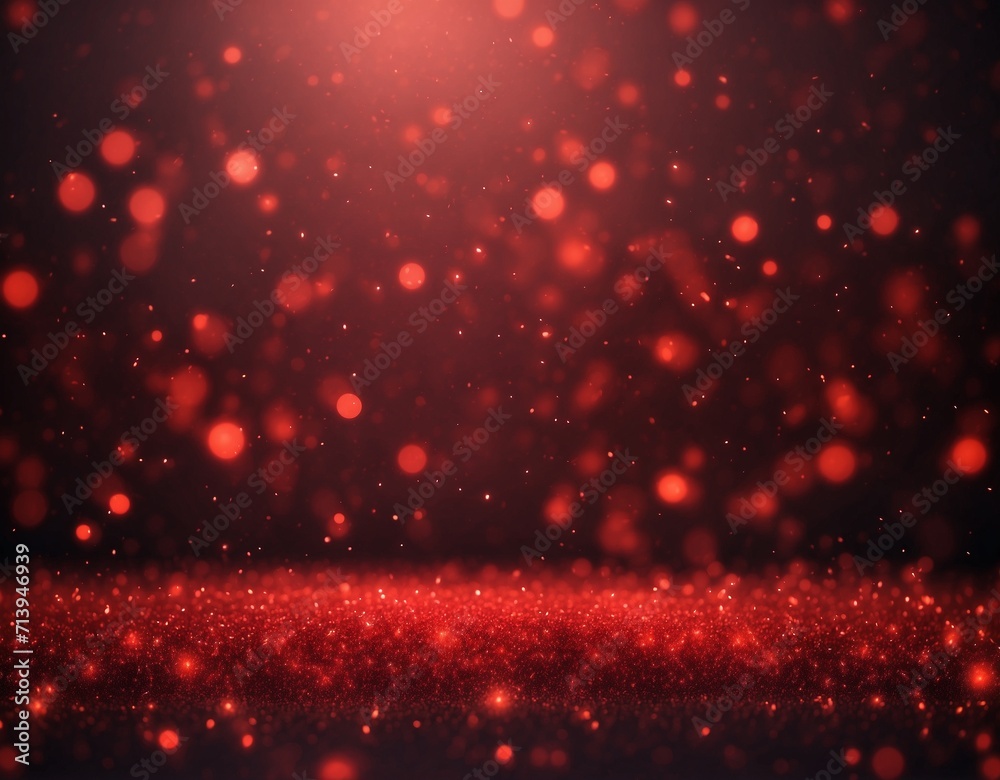 Wall mural red glow particle abstract bokeh background, red background with stars