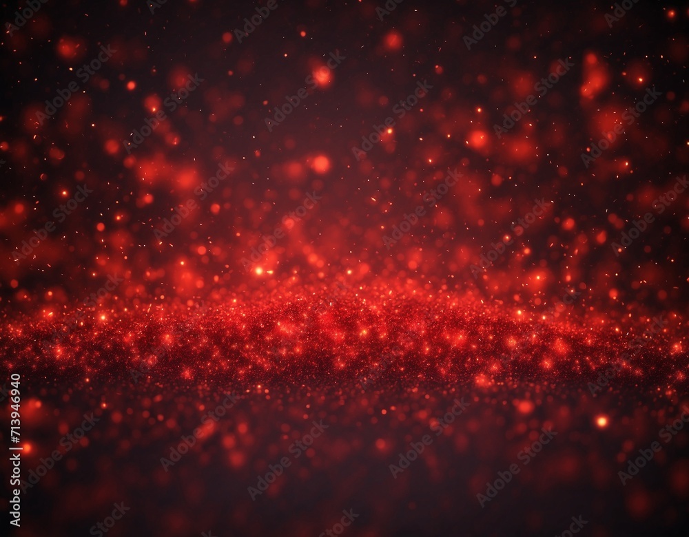 Wall mural red glow particle abstract bokeh background, red background with stars