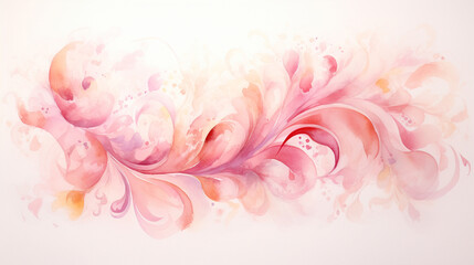 A delicate watercolor painting of a pink awareness ribbon, showcasing the soft blending of colors and intricate details,
