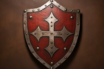 Illustration of a medieval shield used by Crusaders. Generative AI
