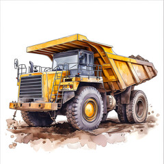 Construction vehicle on a site isolated on white background, sketch, png
