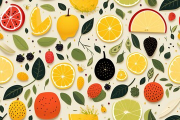 watercolor fruits seamless pattern background