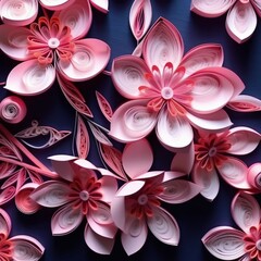 Blooming sakura flower in papercut style