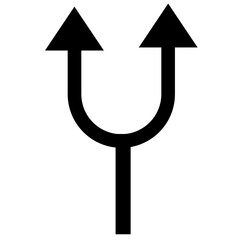 Split arrow icon isolated on white 