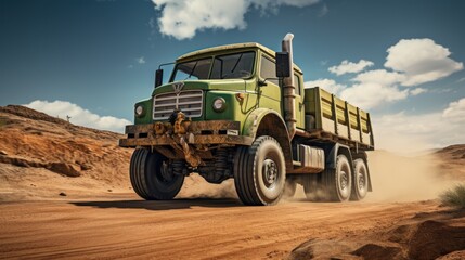 Truck off road in the desert.