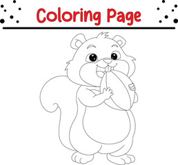 cute squirrel holding nut coloring page