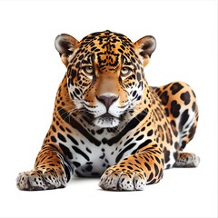 beautiful jaguar isolated on a white background - obrazy, fototapety, plakaty