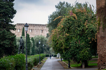 Fototapeta na wymiar Parc aux alentours du Colisée à Rome
