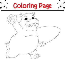 cute hippo coloring page for kids