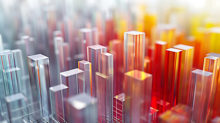  abstract finance bars in transparent 3d with transparent background, in the style of atmospheric impressionistic cityscapes a - obrazy, fototapety, plakaty