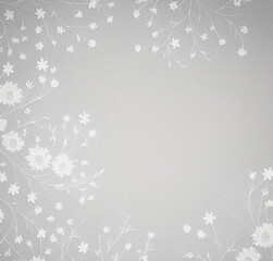 Fototapeta na wymiar White background with place for text. Floral backdrop. Flyer, card design with empty copy space. Minimalist wallpaper. Empty template design 