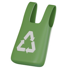 Sustainable Shopping, 3D Icon of Recycled Bag Ecology Icon. 3D Render.