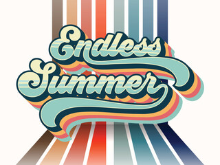 Endless summer. Vintage retro text effect, logo, t-shirt design.