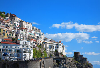Town Amalfi on Peninsula of Sorrento, Campania, Italy.